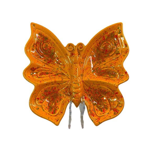 Vintage Butterfly Shape Tray Large Dish Hand Painted 1977 Retro MCM - Picture 2 of 10